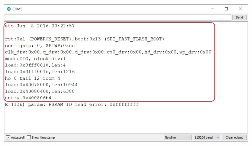 ESP32 Boot message on Arduino serial terminal 