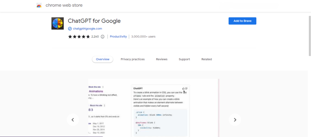 ChatGPT extension named as ChatGPT for Google
