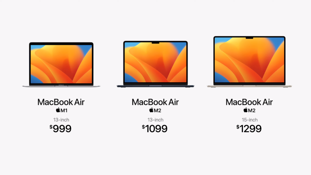 Apple's 13 & 15 inch Mac Book price.