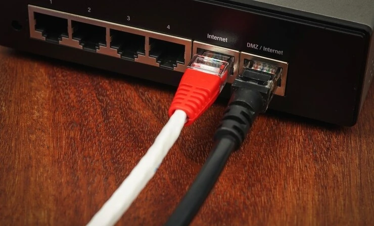 Image of Ethernet cable connected to modem