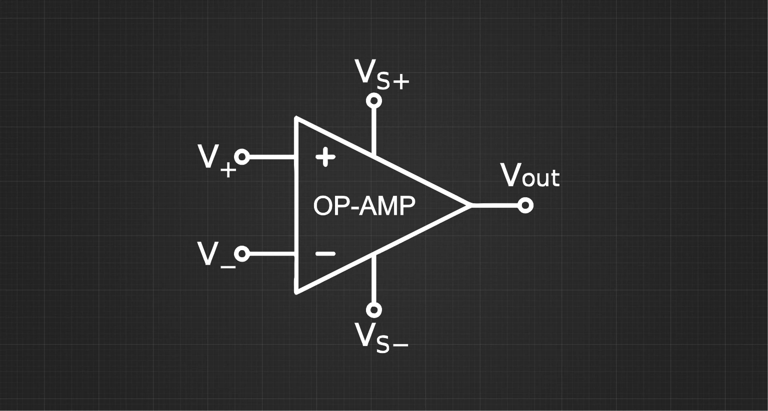 opamp symbol with black background used as featured image