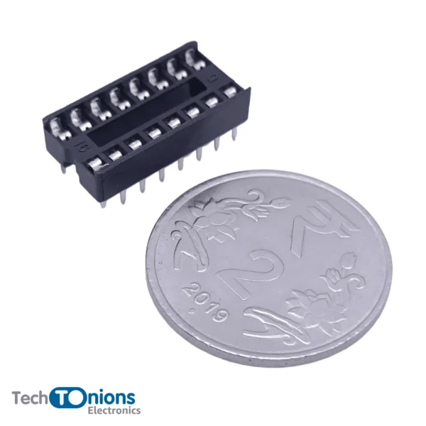 16 pin IC Socket for scale with 2 rupees coin