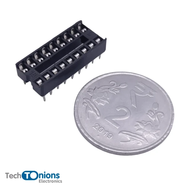 18 pin IC Socket for scale with 2 rupees coin