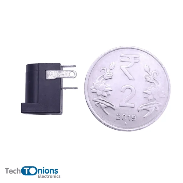 DC Power Socket – Suitable for 5.5×2.5mm for scale with 2 rupees coin from top view