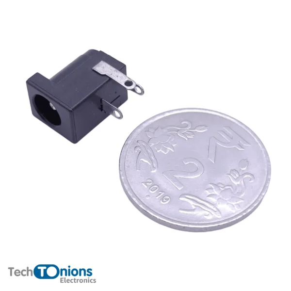 DC Power Socket – Suitable for 5.5×2.5mm for scale with 2 rupees coin