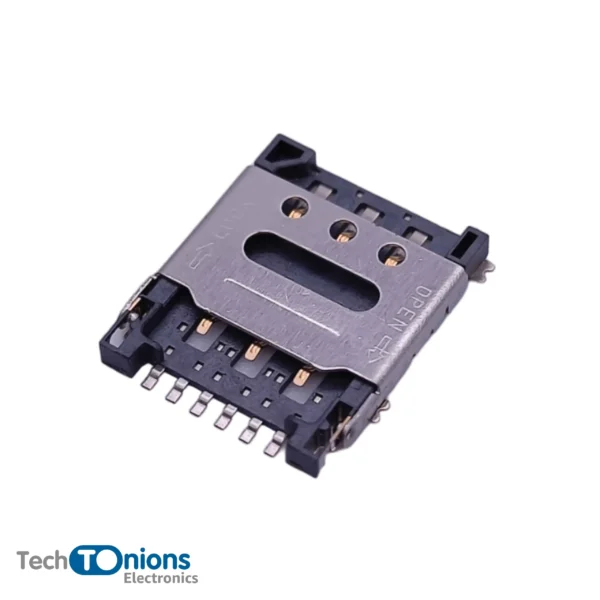 Micro SIM Card Socket – 6 pin – Flip Open – Metal Hinge
