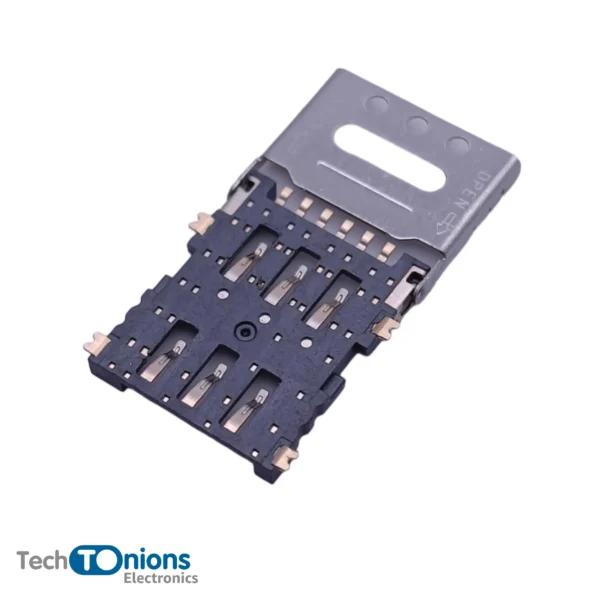 Micro SIM Card Socket – 6 pin – Flip Open – Metal Hinge with flipped opened bottom view