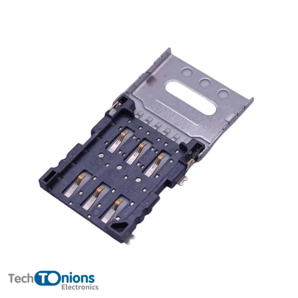 Micro SIM Card Socket – 6 pin – Flip Open – Metal Hinge with flipped opened